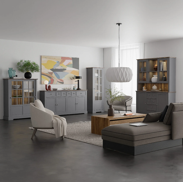 Шкаф с витриной Dipriz Lakeview 2 двери / Д.30028.1 (бейц винтаж)