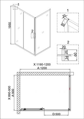 Душевой уголок Niagara NG-42-12AG-A90G 120x90x195