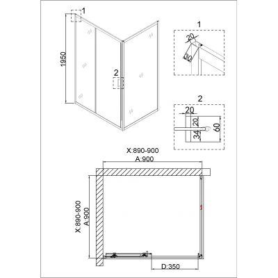 Душевой уголок Niagara NG-42-9AG-A90G 90x90x195