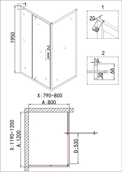 Купить Душевой уголок Niagara NG-43-12AG-A80G 120x80x195 в Молодечно