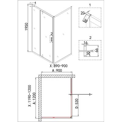 Душевой уголок Niagara NG-43-12AG-A90G 120x90x195