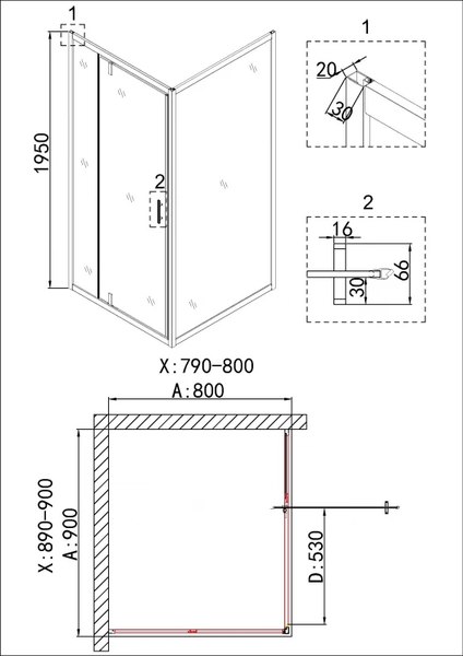 Купить Душевой уголок Niagara NG-43-9AG-A80G 90x80x195 в Молодечно