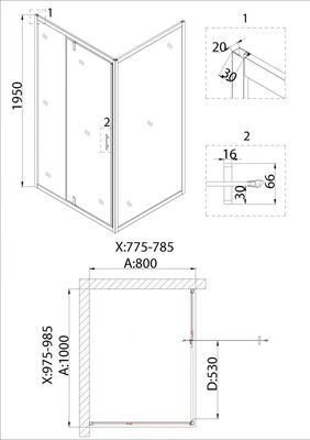 Душевой уголок Niagara NG-63-10A-A80 100x80x195