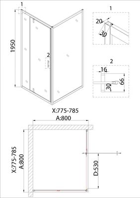 Душевой уголок Niagara NG-63-8A-A80 80x80x195