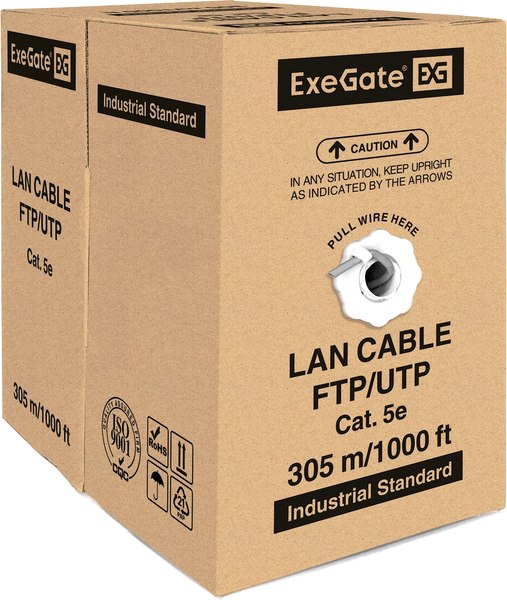 Кабель ExeGate FUTP4-C5e-CCA-S24-IN-PVC-GY-305 / EX190970RUS