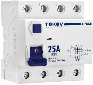 Устройство защитного отключения Tokov Electric 4П 3P+N 25А 30мА AC 6кА / TKE-PZ60-RCDM-4-25-30-AC