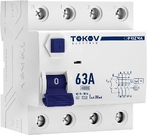 Устройство защитного отключения Tokov Electric 4П (3P+N) 63А 30мА AC 6кА / TKE-PZ60-RCDM-4-63-30-AC