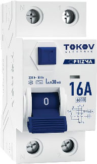 Устройство защитного отключения Tokov Electric 2П (1P+N) 16А 30мА AC 6кА / TKE-PZ60-RCDM-2-16-30-AC