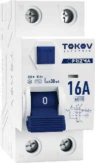 

Устройство защитного отключения, 2П (1P+N) 16А 30мА AC 6кА / TKE-PZ60-RCDM-2-16-30-AC