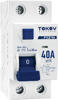 

Устройство защитного отключения, 2П (1P+N) 40А 30мА AC 6кА / TKE-PZ60-RCDM-2-40-30-AC