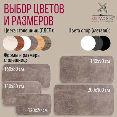 Обеденный стол Millwood Лофт Мюнхен Л 130x80x75 (бетон/графит)