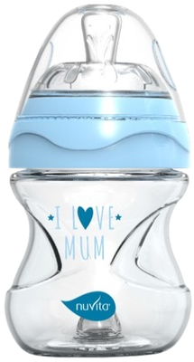 Бутылочка для кормления Nuvita Антиколиковая Glass Collection 6013 / NU-ALMB1031 (140мл, голубой) -