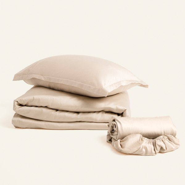 Простыня Sima-Land Home Tencel на резинке 160x200 / 10285309 (бежевый)