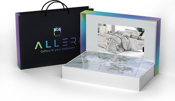 Комплект постельного белья Alleri Сатин Premium 2сп с евро Max простыней / СП-292