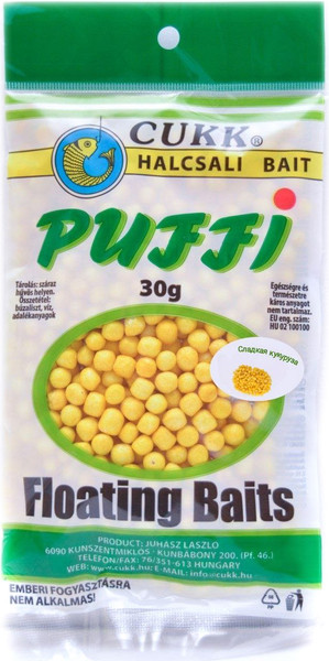 Изображение товара Насадка рыболовная CUKK Puffi Mini 4-6мм Сладкая кукуруза (30г, желтый)