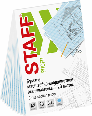 Миллиметровая бумага Staff Масштабно-координатная / 113491 (голубой) - 