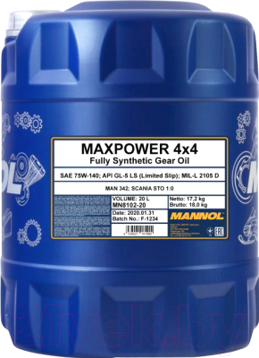 Трансмиссионное масло Mannol Maxpower 4x4 GL-5 75W140 / MN8102-20 (20л)