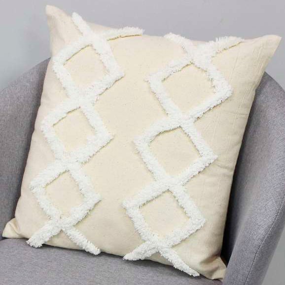 Наволочка декоративная MATEX Tufted / ALEX-018 (белый/молочный/слоновая кость)