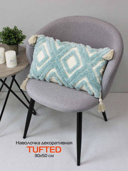 Изображение товара Наволочка декоративная MATEX Tufted / ALEX-027 (бежевый/голубой)