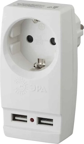Электроразветвитель ЭРА SP-1e-USB-I / Б0027836 (слоновая кость)