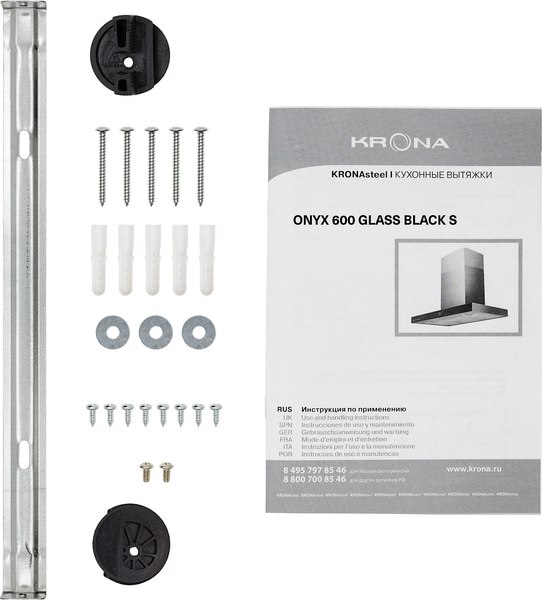 Вытяжка Т-образная Krona Onyx 600 Glass S / КА-00007508 (черный)