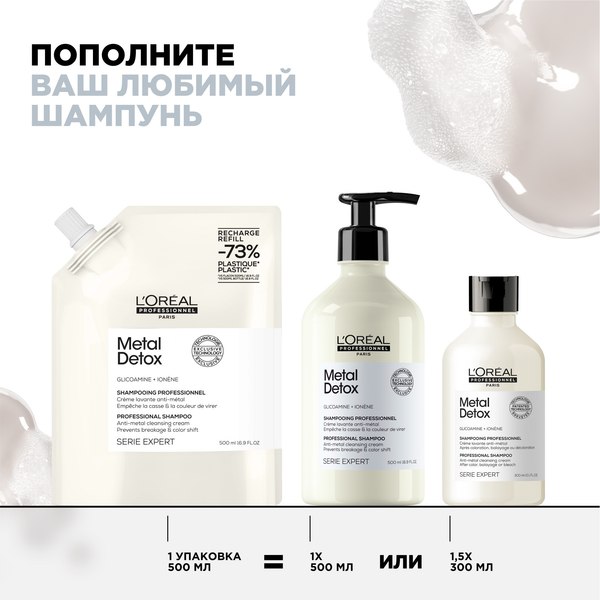 Шампунь для волос L'Oreal Professionnel Metal Detox Для окрашенных и осветленных волос Рефил (500мл)