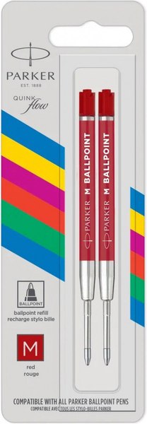 Набор шариковых стержней Parker QuinkFlow Basic Z09 M CW2166545 (2шт, красный)