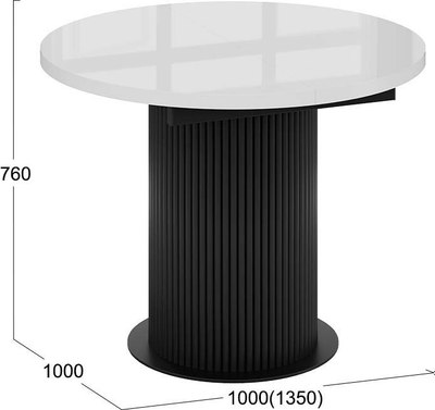 Обеденный стол ТриЯ Эридан Тип 1 (черный муар/стекло глянцевое белое)