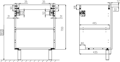 Тумба с умывальником ЗОВ Монови 70 / M70LW0LWS-OL70 (белый)