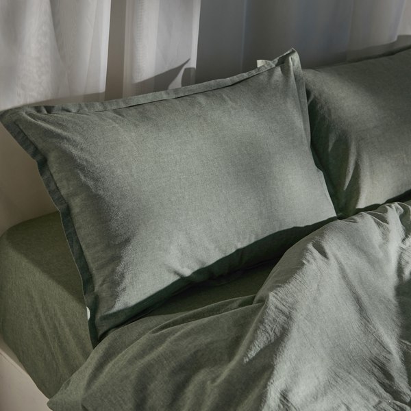 Простыня Sima-Land Home Деним 140x200 на резинке / 10245499 (оливковый)