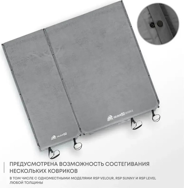 Туристический коврик RSP Outdoor Velour 50 Double / M-VEL-50-DBL-G (серый)