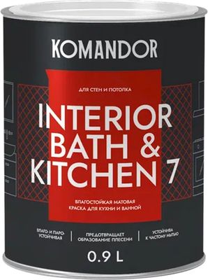 Краска Командор Interior Bath&Kitchen 7 База 3 (900мл, матовый)