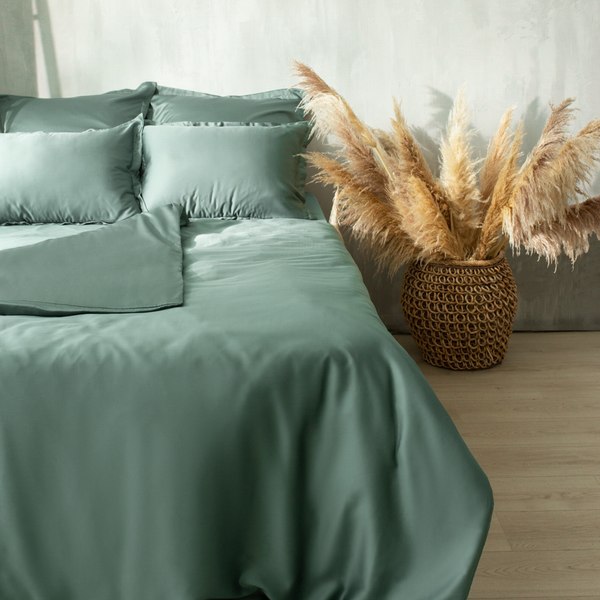 Простыня Sima-Land Home Tencel 200x200 на резинке / 10285283 (оливковый)