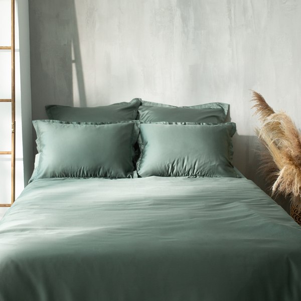 Простыня Sima-Land Home Tencel 200x200 на резинке / 10285283 (оливковый)