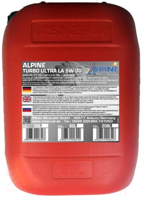 Моторное масло ALPINE Turbo Ultra LA 5W30 / 0100413 (20л)