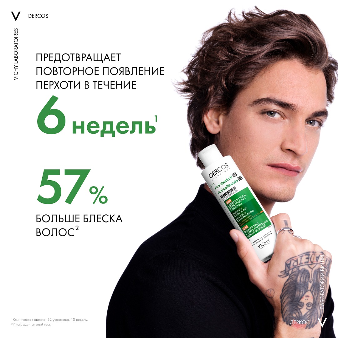 Шампунь для волос Vichy Dercos Против перхоти DS Интенсивный увлажняющий 2в1