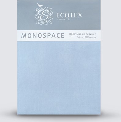 Простыня ECOTEX Моноспейс Сатин на резинке 180x200x23 / ПРСС18 (серо-голубой)