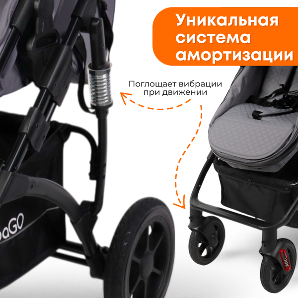 Детская универсальная коляска Bubago Zoom color 2 в 1 / BG 135-B-2 (темно-серый)