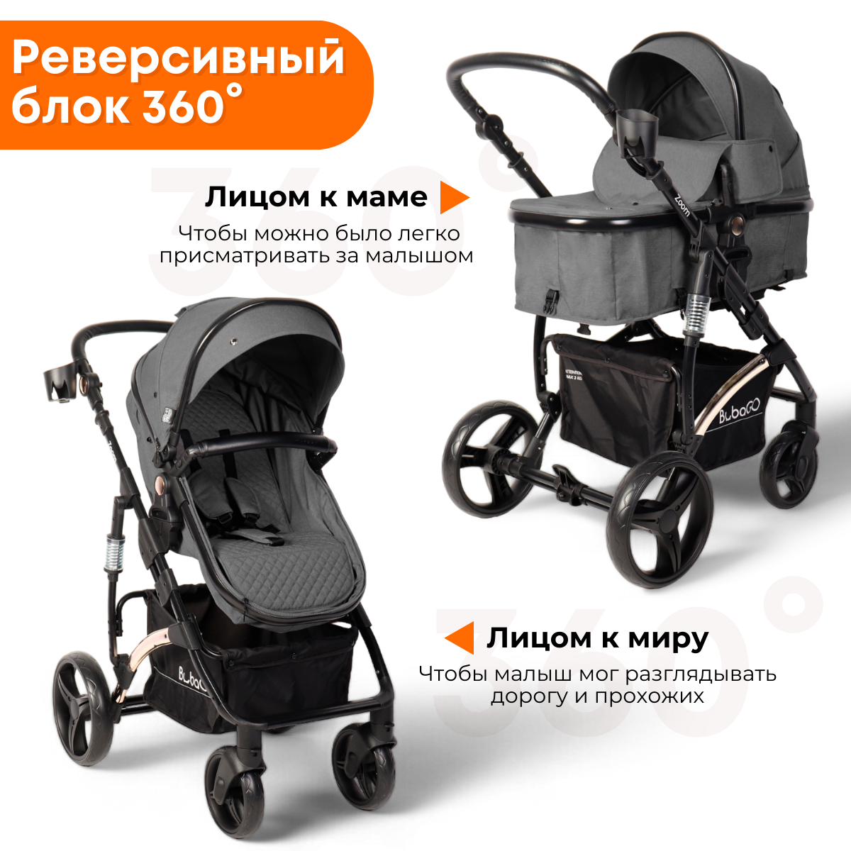 Детская универсальная коляска Bubago Zoom color 2 в 1 / BG 136-G-2