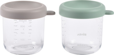 Набор контейнеров для детского питания Beaba Sage Green/Gazelle Lot 2 Portions Verre 914011 (250мл, 2шт) -