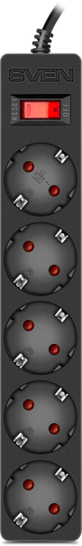 Изображение товара Сетевой фильтр Sven SF-05E (1.8м, черный)