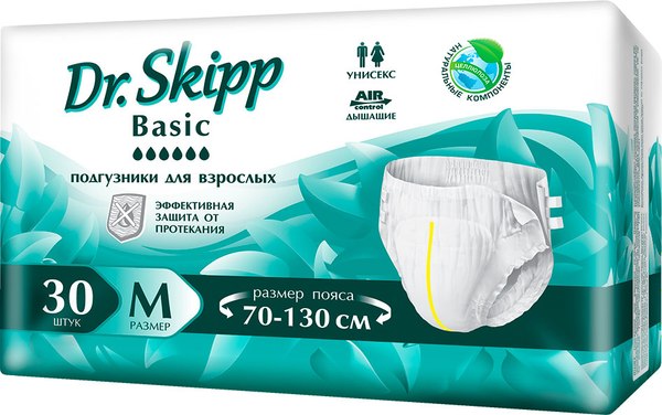 Подгузники для взрослых Dr.Skipp Basic р.M (30шт)