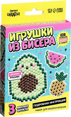 Набор для плетения Эврики Игрушки из бисера. Фрукты / 7999044 -