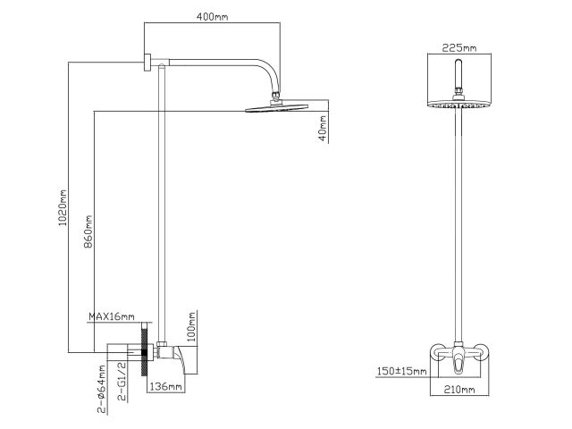 Душевая система AV Engineering AVURS16-A120-633