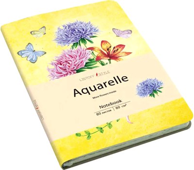 

Записная книжка, Aquarelle. Цветы на желтом / КЗАК6803003