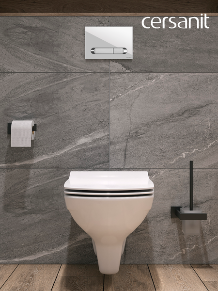 Унитаз подвесной с инсталляцией Cersanit Carina New Clean On с инстал. Link Pro (с кнопкой Estetica 64111 белый/хром)