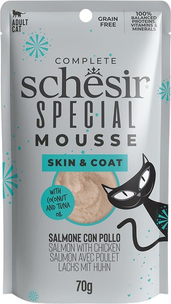 Влажный корм для кошек Schesir Special для кожи и шерсти лосось (70г)