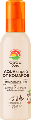 

Спрей от насекомых, Aqua 2в1 гипоаллергенный для детей с 9 месяцев и беременных