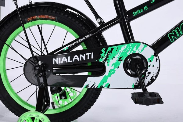Детский велосипед Nialanti Spike 16 2025 (черный/зеленый, разобранный в коробке)