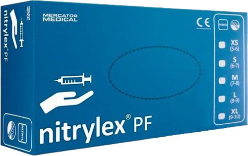 Перчатки одноразовые Mercator Nitrylex PF текстурированные нестерильные неопудренные (S, фиолетовый)